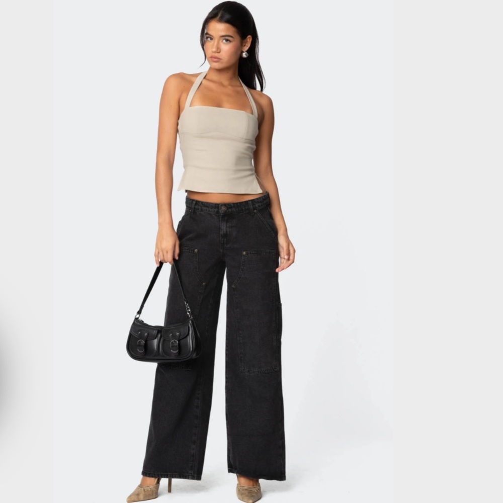 Edikted | Ayla Low Rise Carpenter Jeans | size XS (US 24-25)